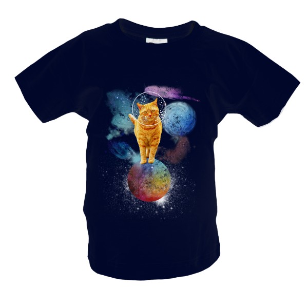 Tričko s potiskem Vesmírný Kočičí Astronaut Pro Děti